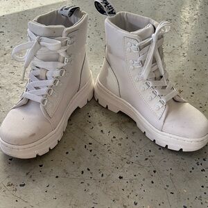 Dr. Martens Off-White Canvas Boots